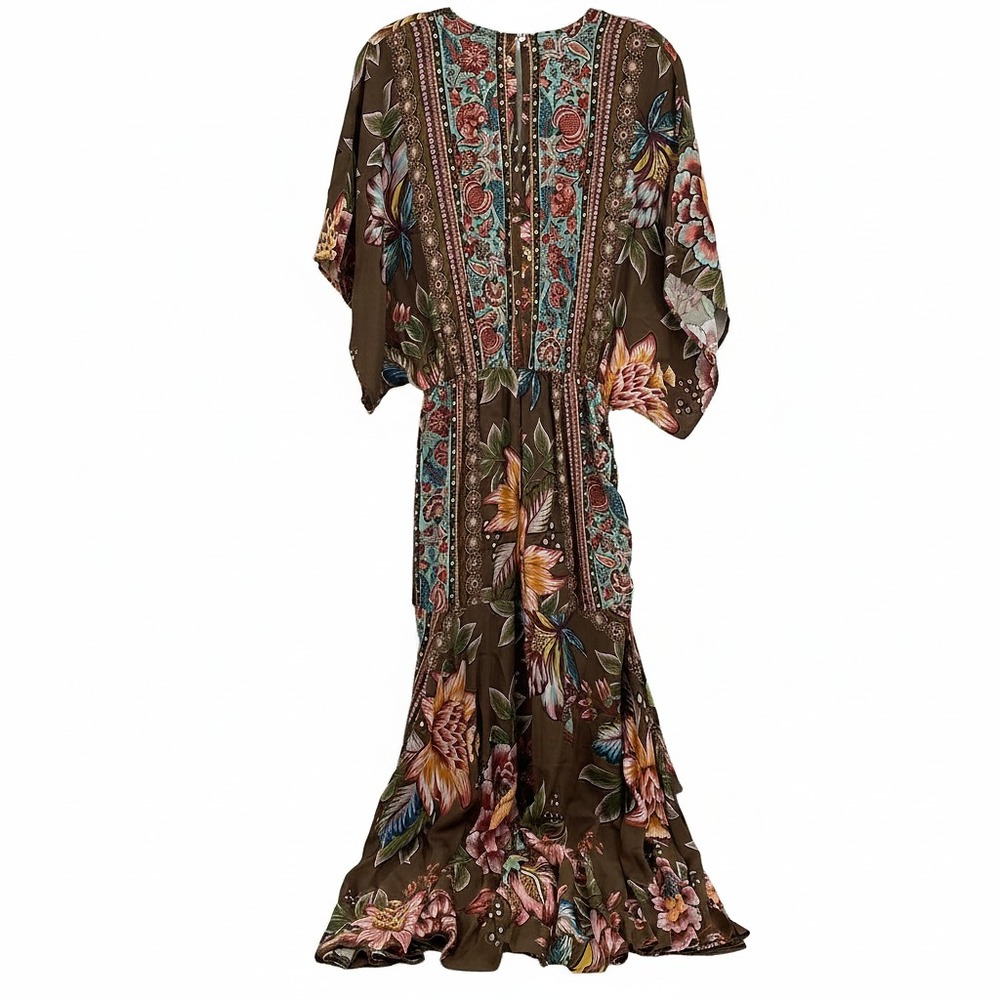 FARM Rio Brown Pink Valentina Floral Maxi Dress | Women’s S - Picture 2 of 7